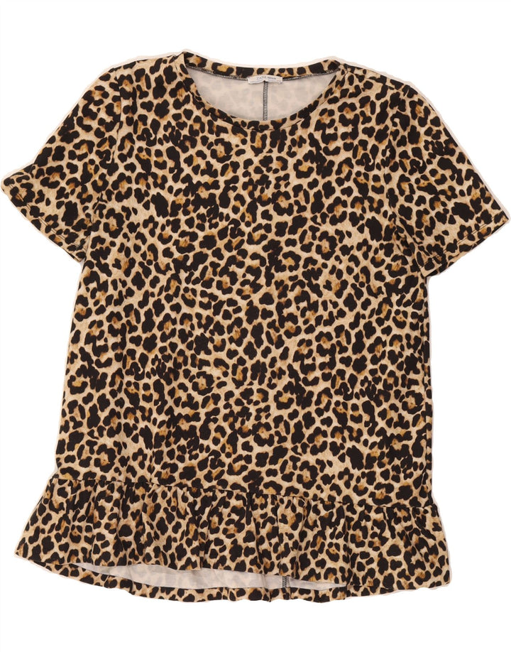 ZARA Womens Blouse Top UK 16 Large Brown Animal Print Vintage Zara and Second-Hand Zara from Messina Hembry 