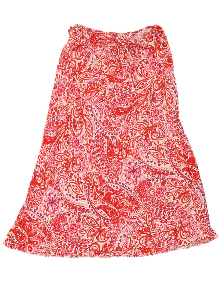 Marks & Spencer Dame Flared Skirt UK 12 Medium W28 Red Paisley Viscose