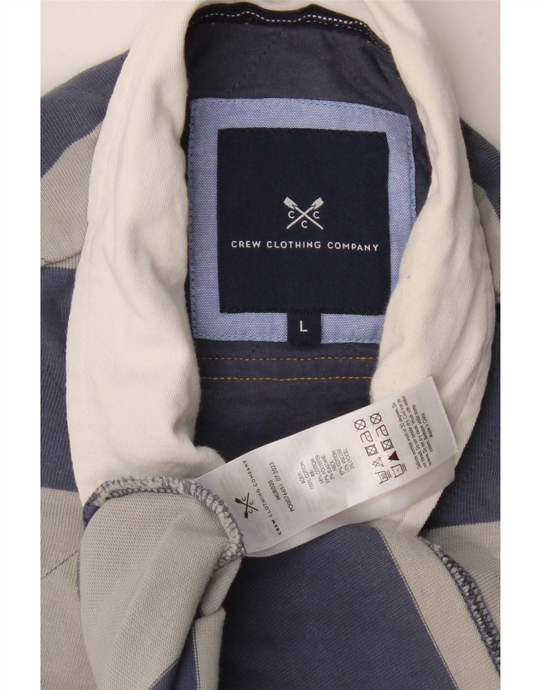 CREW TØJ Herre Grafisk Langærmet Rugby Polo Shirt Stor Grå Stribet