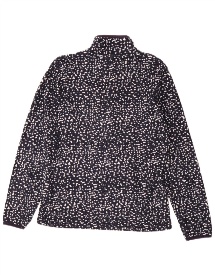 MARKS & SPENCER Womens Fleece Jacket UK 10 Small Navy Blue Spotted