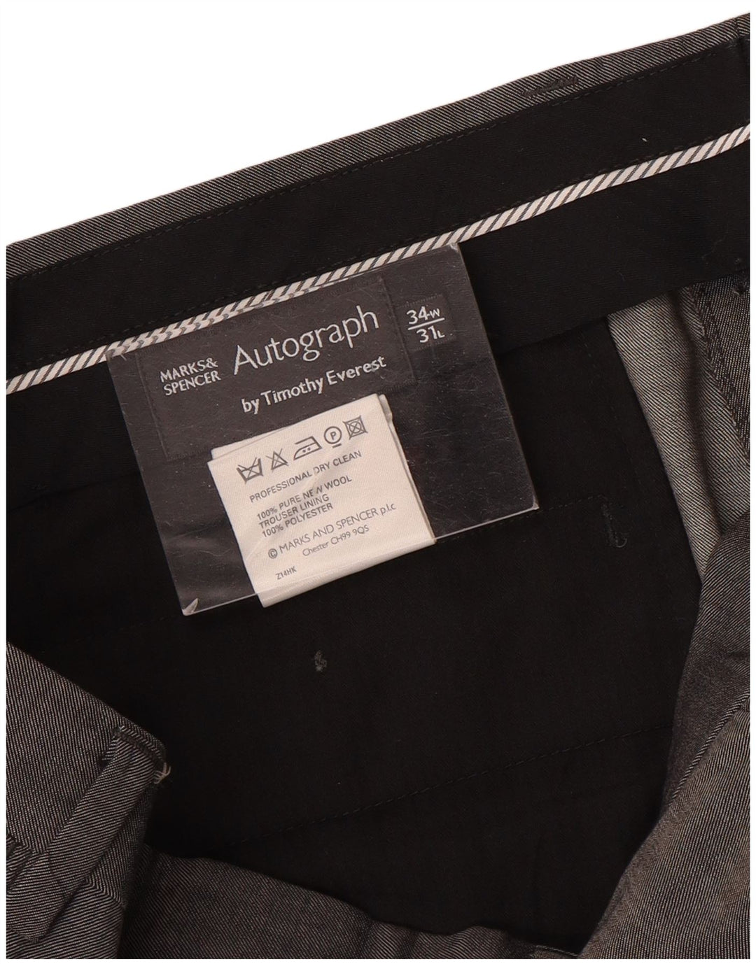Marks & Spencer Herre Autograph Straight Suit Bukser W34 L31 Grå Uld