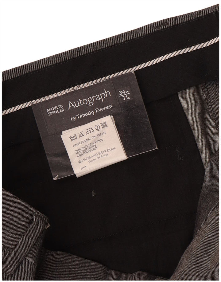 Marks & Spencer Herre Autograph Straight Suit Bukser W34 L31 Grå Uld