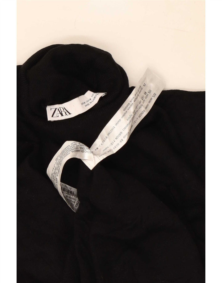 Zara Dame Rullehals Sweater UK 12 Medium Sort Viscose