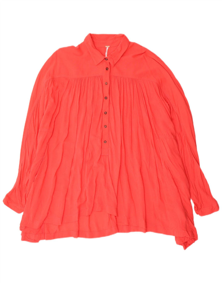Vintage Dame Oversized Pullover Shirt Dress UK 10 Small Red Spandex
