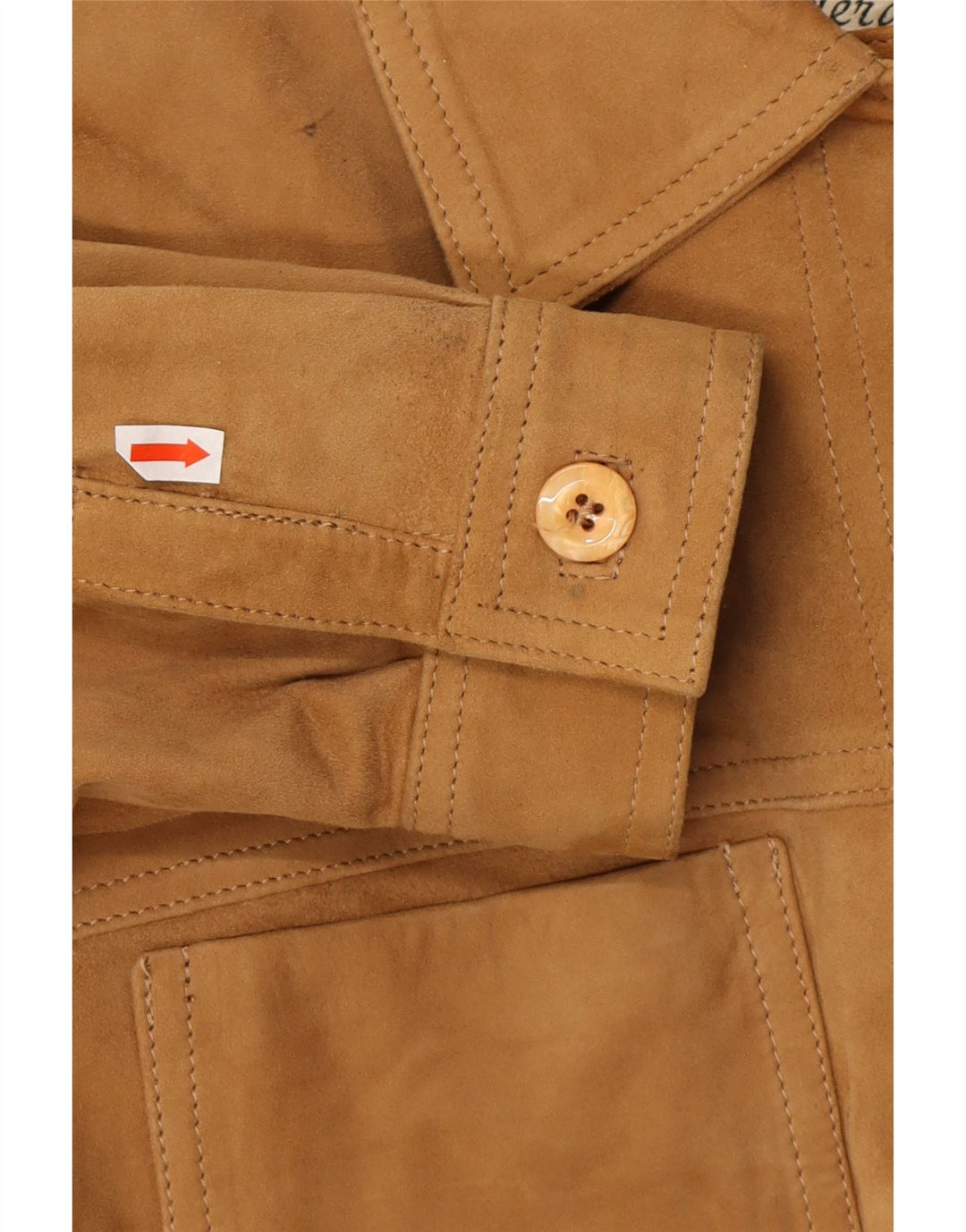 VINTAGE Dame Loose Fit ruskindsjakke UK 18 XL brunt læder