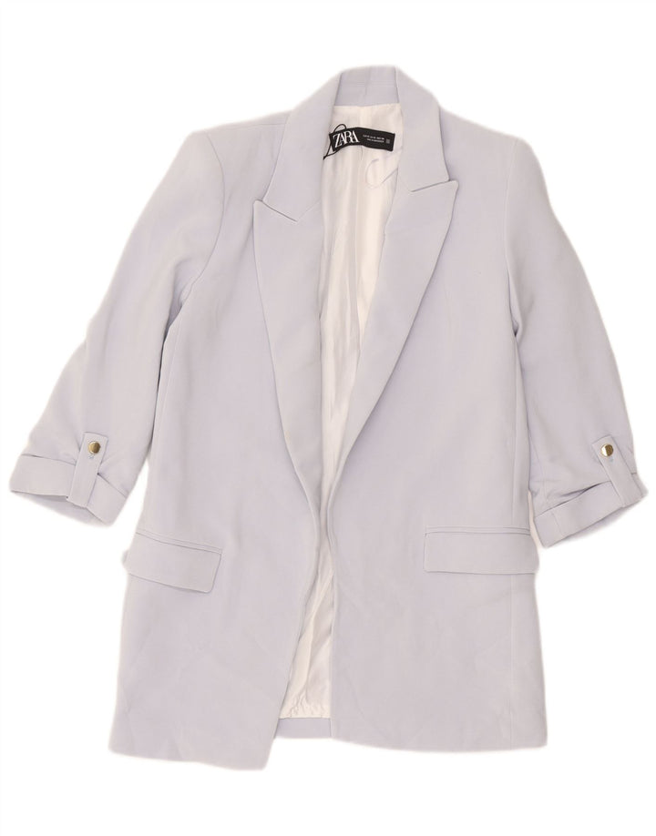 Zara Dame Open Loose Fit Blazer Jacket UK 6 XS Lilla Polyester