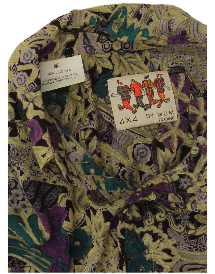 Vintage Kortærmet Herreskjorte Medium Multicolored Floral Viscose