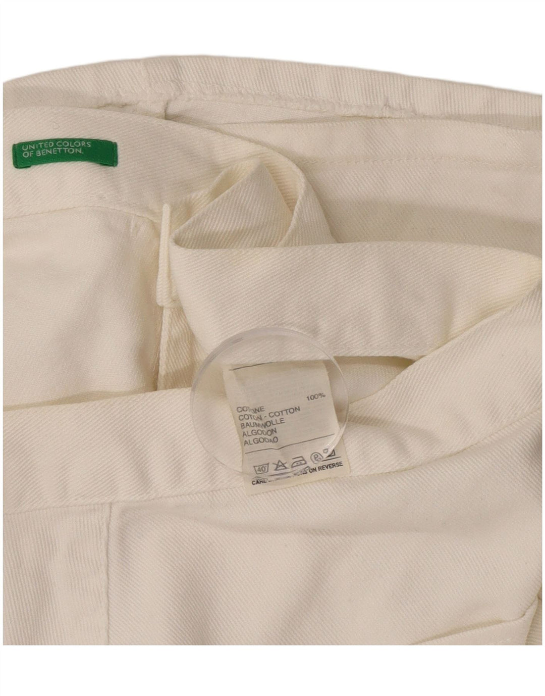 Benetton Dame Denim A-Line Nederdel IT 44 Medium W30 Off White Bomuld