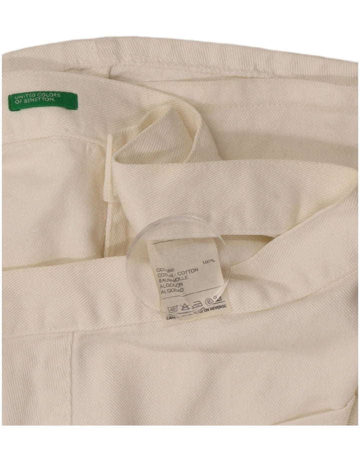 Benetton Dame Denim A-Line Nederdel IT 44 Medium W30 Off White Bomuld