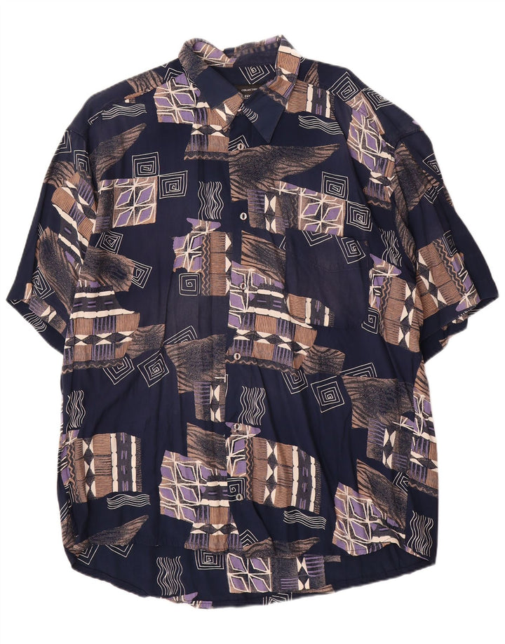 Tipo' S kortærmet herreskjorte 2XL marineblå patchwork
