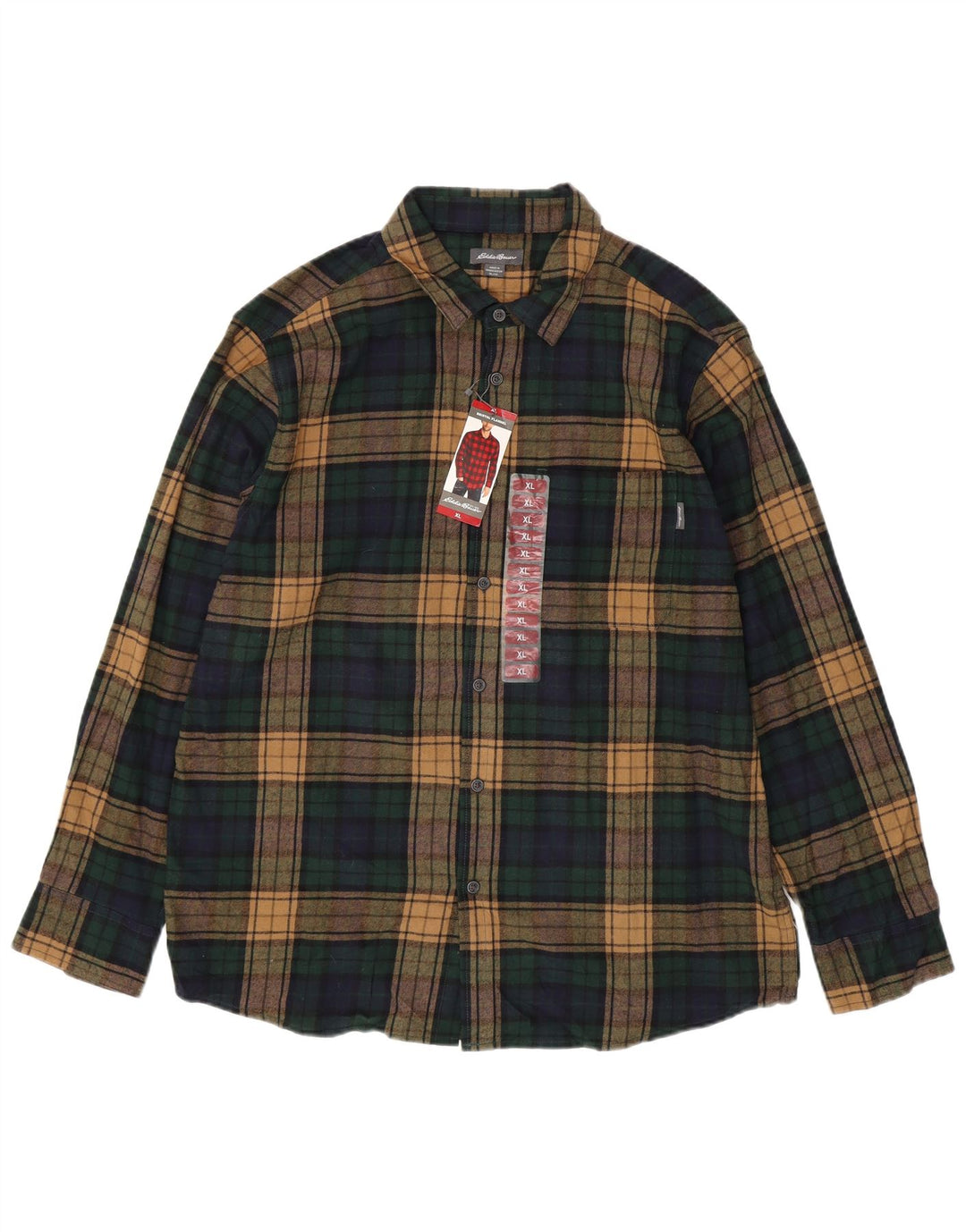 EDDIE BAUER Flannelskjorte til mænd XL Grøn ternet bomuld