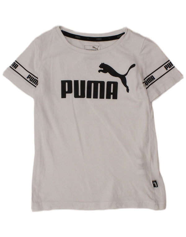 PUMA drenge grafisk t-shirt top 4-5 år hvid bomuld