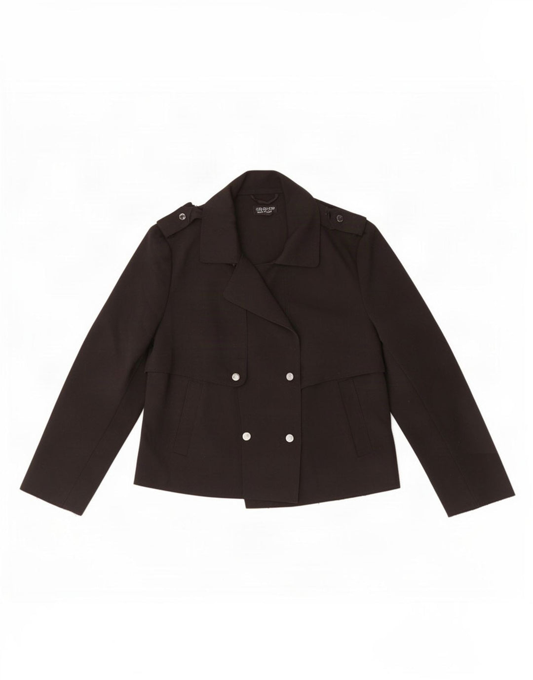 Topshop Kvinder Short Trench Coat UK 12 Medium Sort Polyester