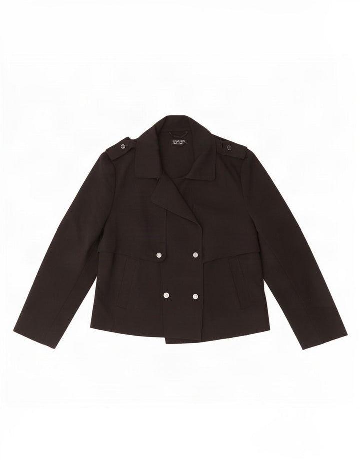 Topshop Kvinder Short Trench Coat UK 12 Medium Sort Polyester