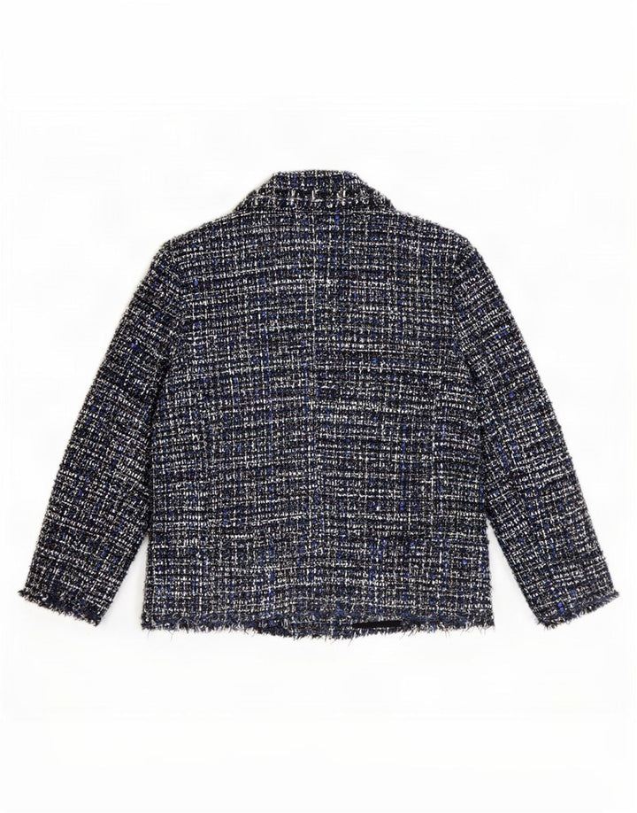 Zara Dame 4-knaps blazerjakke UK 12 Medium Blue Flecked