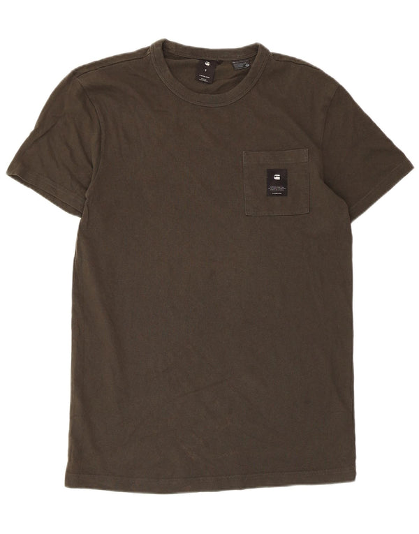 G-Star Mens T-Shirt Top Small Khaki Cotton