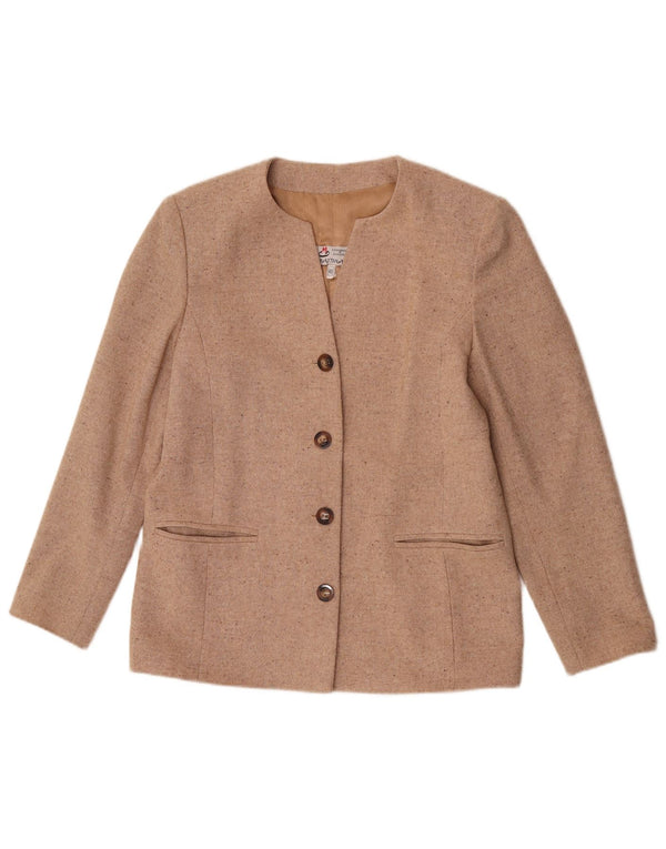 Vintage Dame 4-knaps blazerjakke IT 46 Large Beige Flecked