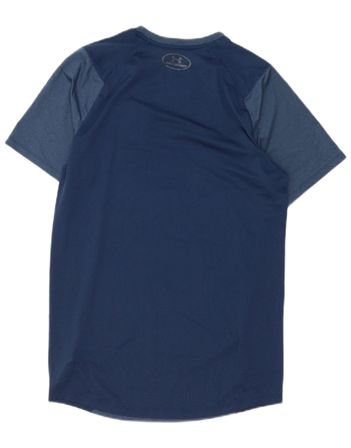 Under Armour Herre Heat Gear T-Shirt Top Small Navy Blue Polyester