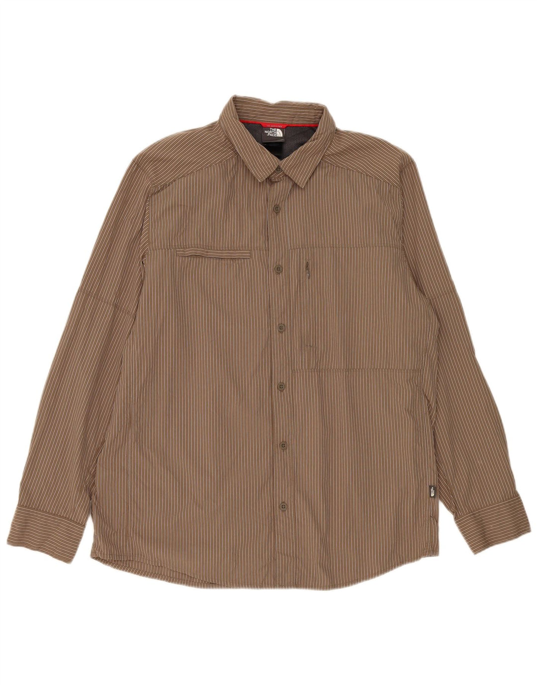 The North Face herreskjorte stor brun nålestribet nylon