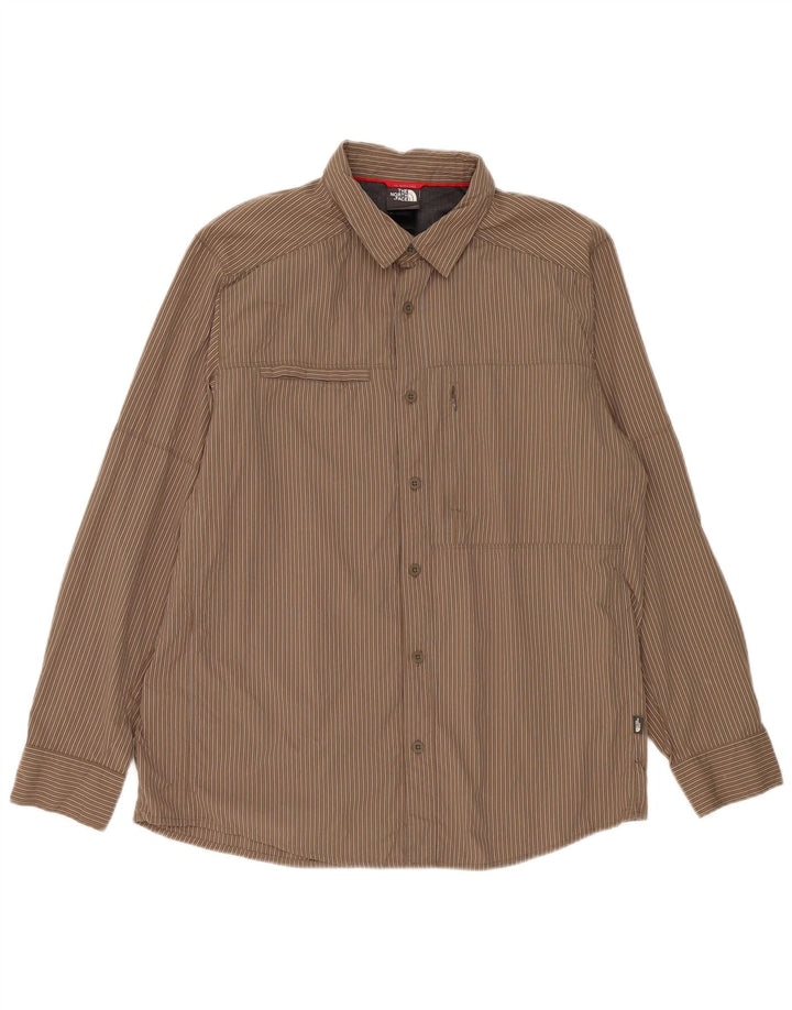 The North Face herreskjorte stor brun nålestribet nylon