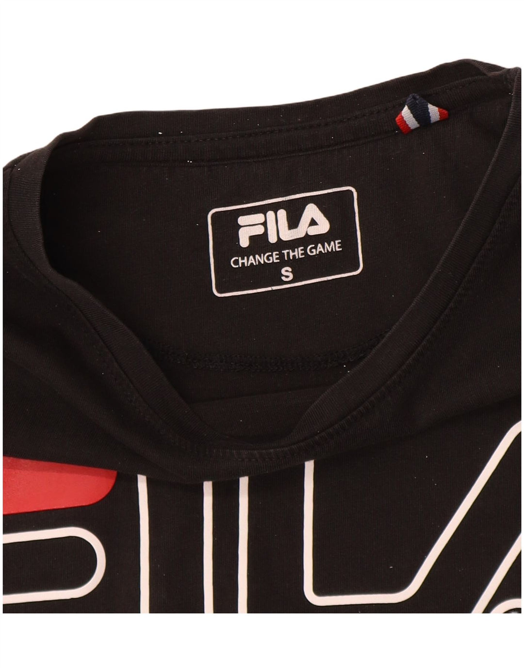 FILA Womens Crop Graphic T-Shirt Top UK 10 Small Black