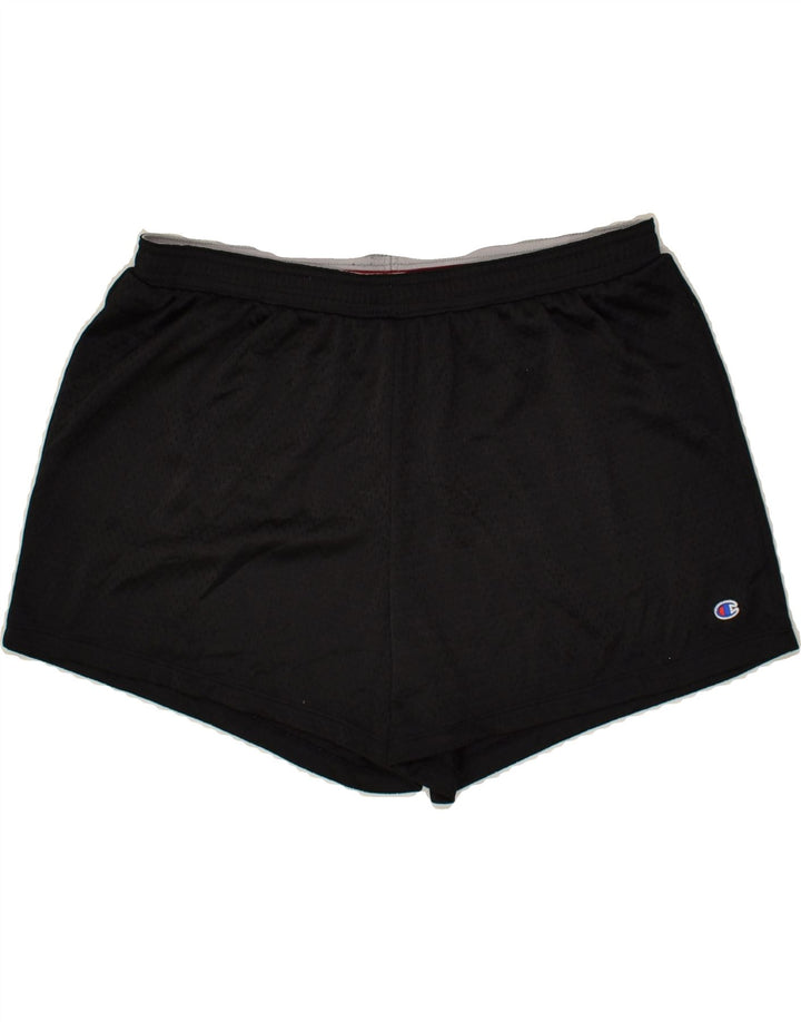 CHAMPION Womens Sport Shorts UK 16 Large Black Polyester | Vintage Champion | Thrift | Second-Hand Champion | Used Clothing | Messina Hembry 