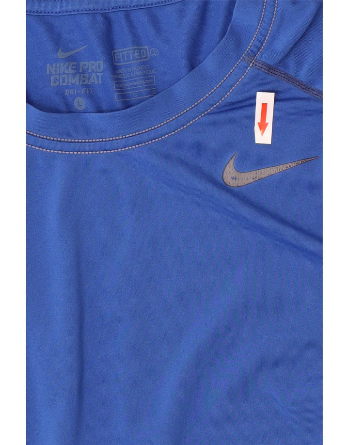 Nike Herre Dri Fit T-Shirt Top Stor Blå Polyester
