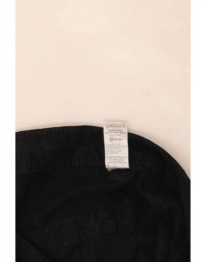 Marks & Spencer Dame Capri Bukser UK 12 Medium W32 Black Linen