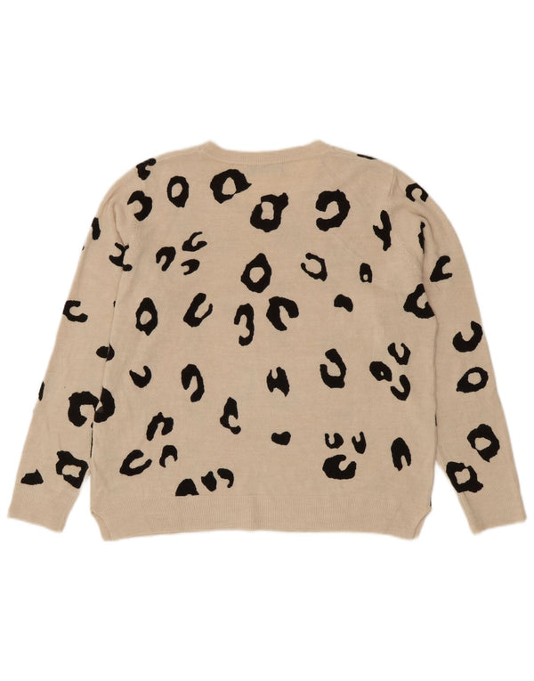 Marks & Spencer Dame sweater med rund hals DK 18 XL Beige dyreprint