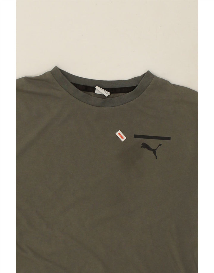 PUMA Boys T-Shirt Top 13-14 Years Grey Colourblock Cotton | Vintage Puma | Thrift | Second-Hand Puma | Used Clothing | Messina Hembry 
