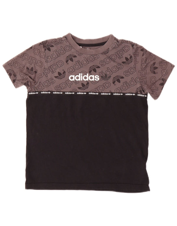 Adidas Boys Graphic T-Shirt Top 11-12 Years Grey Colourblock Cotton