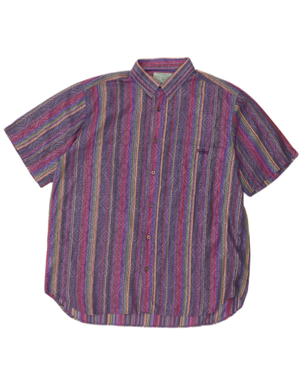 Colmar Herre Ten Yards kortærmet skjorte medium lilla stribet polyester