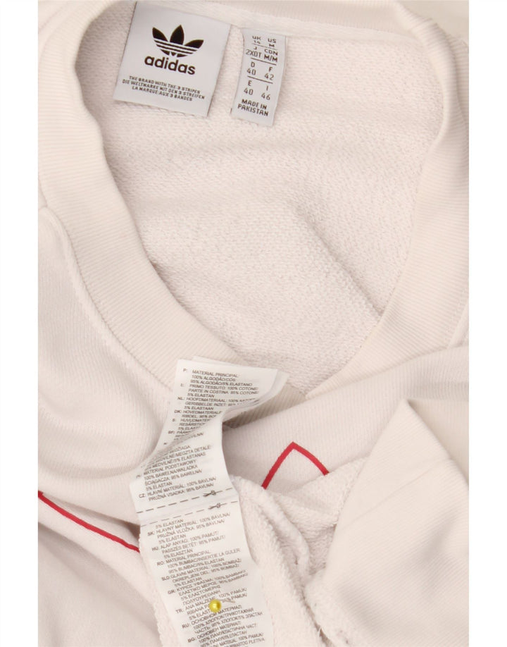 ADIDAS Graphic Sweatshirt Jumper UK 14 Stor hvid bomuld