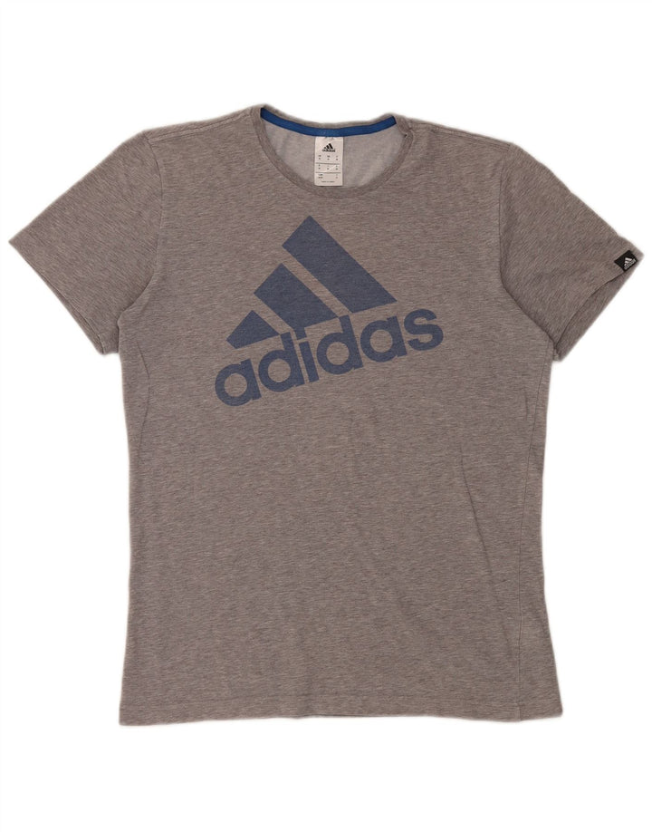 ADIDAS grafisk t-shirt til mænd, mellemgrå flækket bomuld