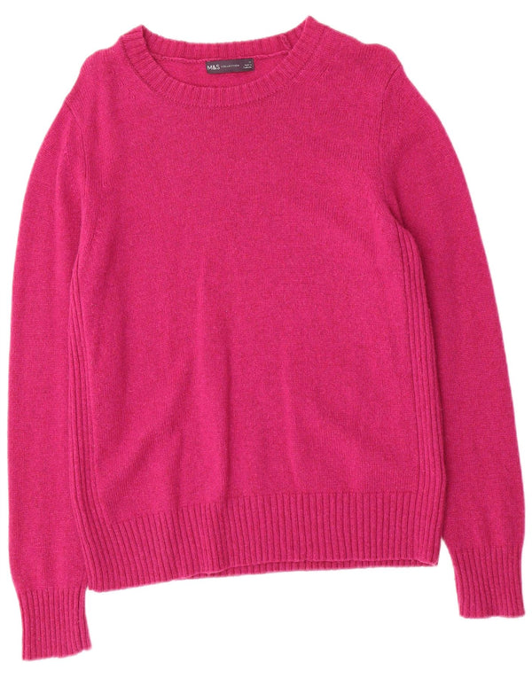 Marks & Spencer Dame Boat Neck Jumper Sweater UK 14 Large Pink Lambswool