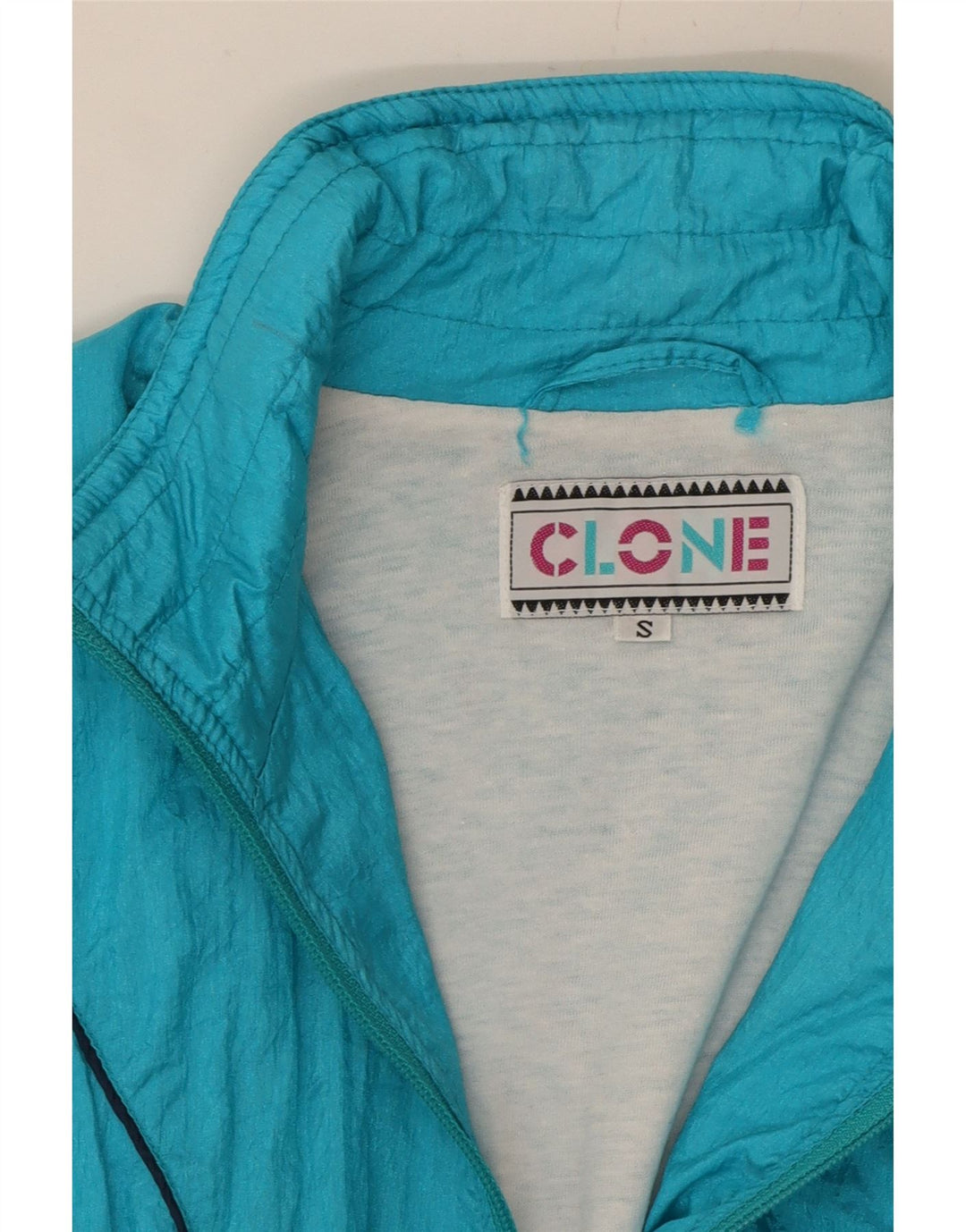 VINTAGE Mens Tracksuit Top Jacket Small Blue Colourblock Polyester Vintage Vintage and Second-Hand Vintage from Messina Hembry 