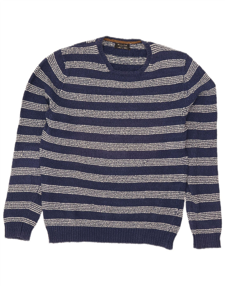 Massimo Dutti Dame Crew Neck Jumper Sweater UK 16 Stor Blå Stribet