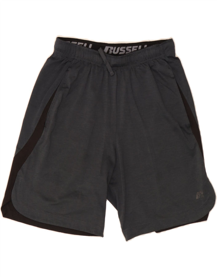 RUSSELL ATHLETIC Mens Sport Shorts Small  Grey Colourblock Polyester Vintage Russell Athletic and Second-Hand Russell Athletic from Messina Hembry 
