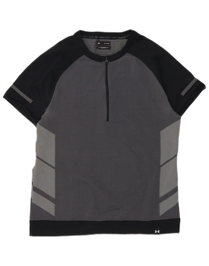 UNDER ARMOUR Herre T-Shirt Top XL Sort nålestribet polyester