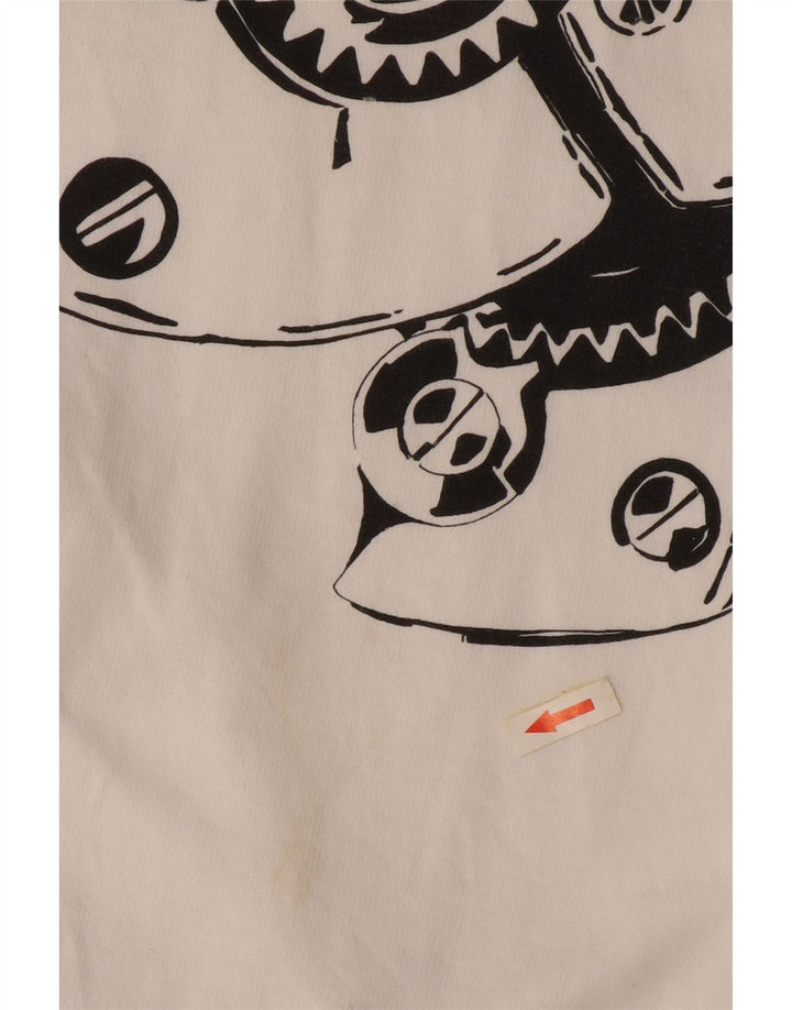 VINTAGE grafisk sweatshirt med lynlås til mænd 2XL hvid bomuld