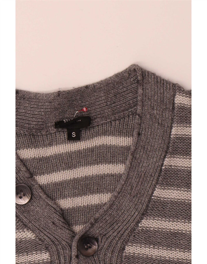 Hugo Boss Herre V-hals sweater lille grå stribet bomuld
