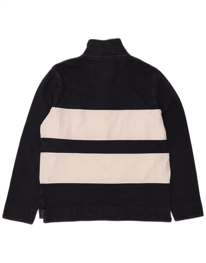 CREW TØJ Herre Zip Neck Sweatshirt Jumper Medium Marineblå Stribet