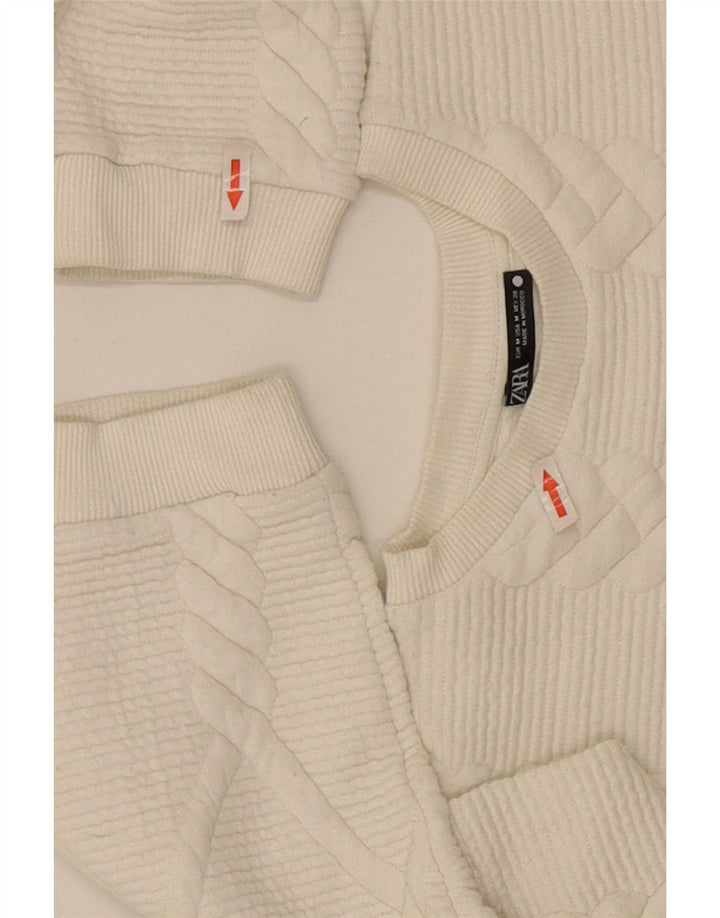 Zara Womens Crop Relaxed Fit Sweatshirt Jumper UK 14 Medium Off White