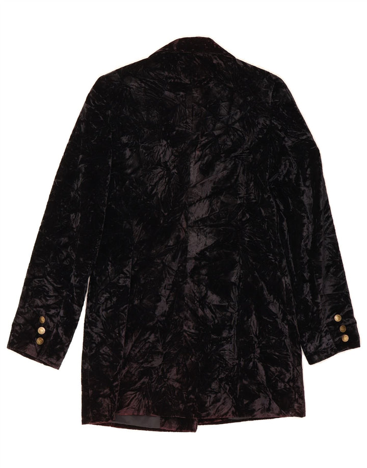 PS COMPANY Womens Velour Blazer Jacket UK 8 Small Black Acetate Vintage PS Company and Second-Hand PS Company from Messina Hembry 