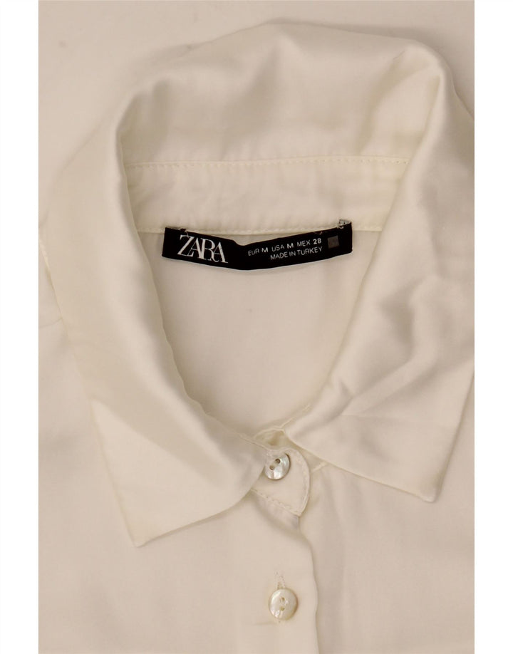 Zara skjortebluse til kvinder UK 14 Medium White Silke