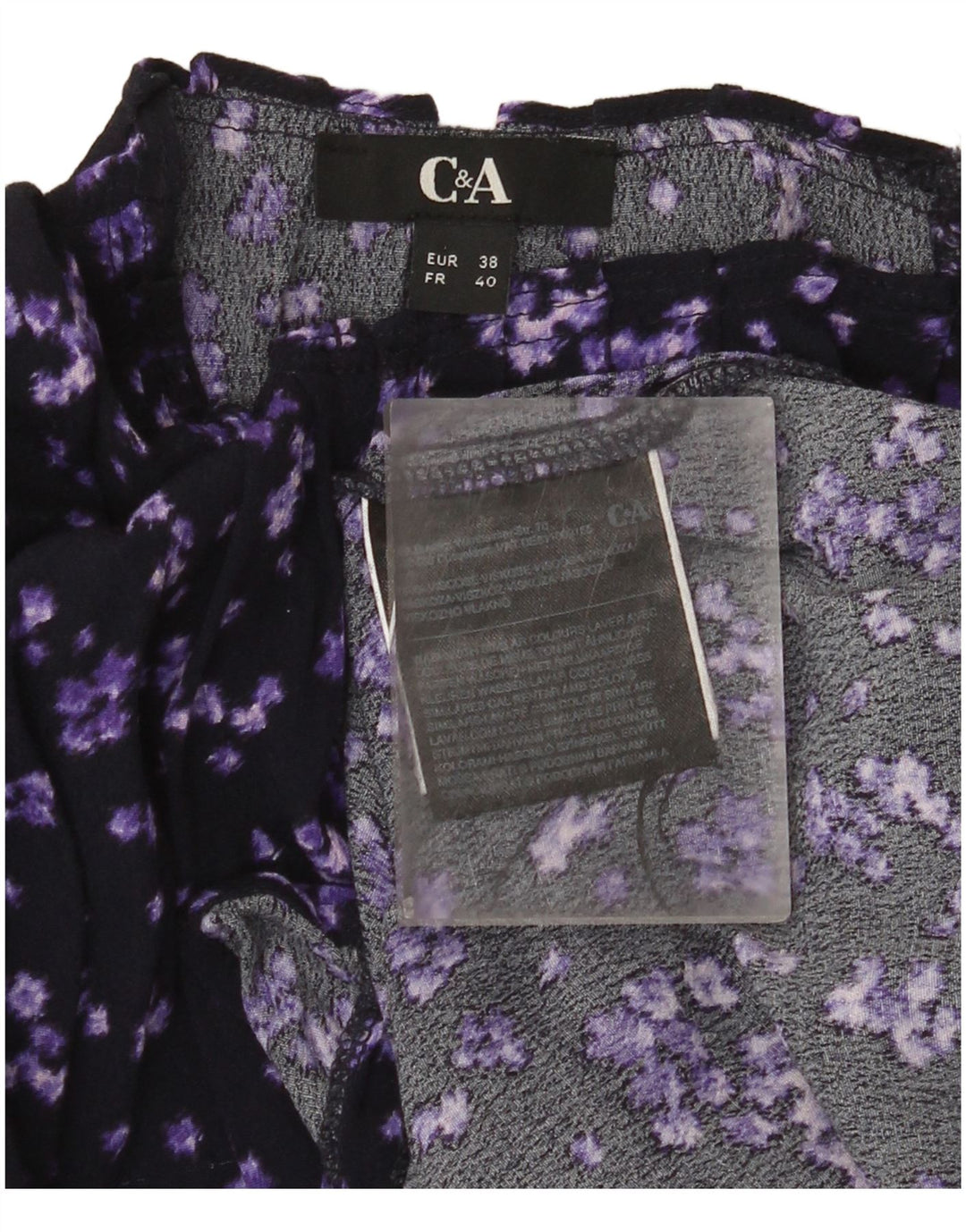 C&A Damebluse Top EU 38 Medium Purple Floral Viscose