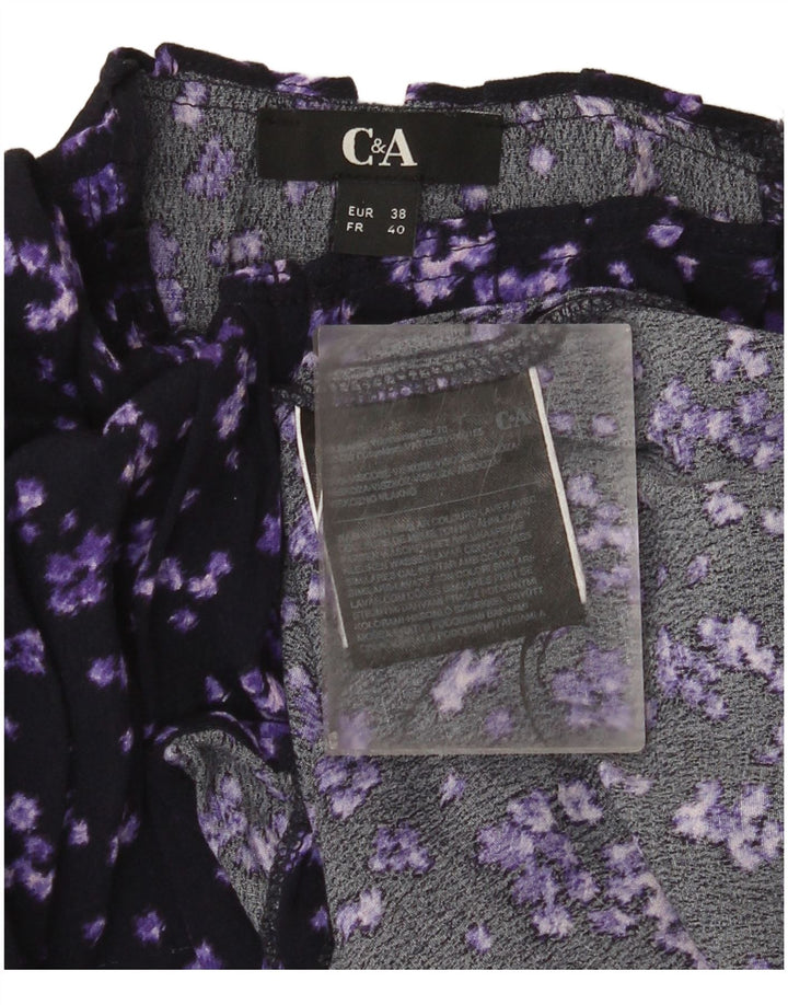 C&A Damebluse Top EU 38 Medium Purple Floral Viscose