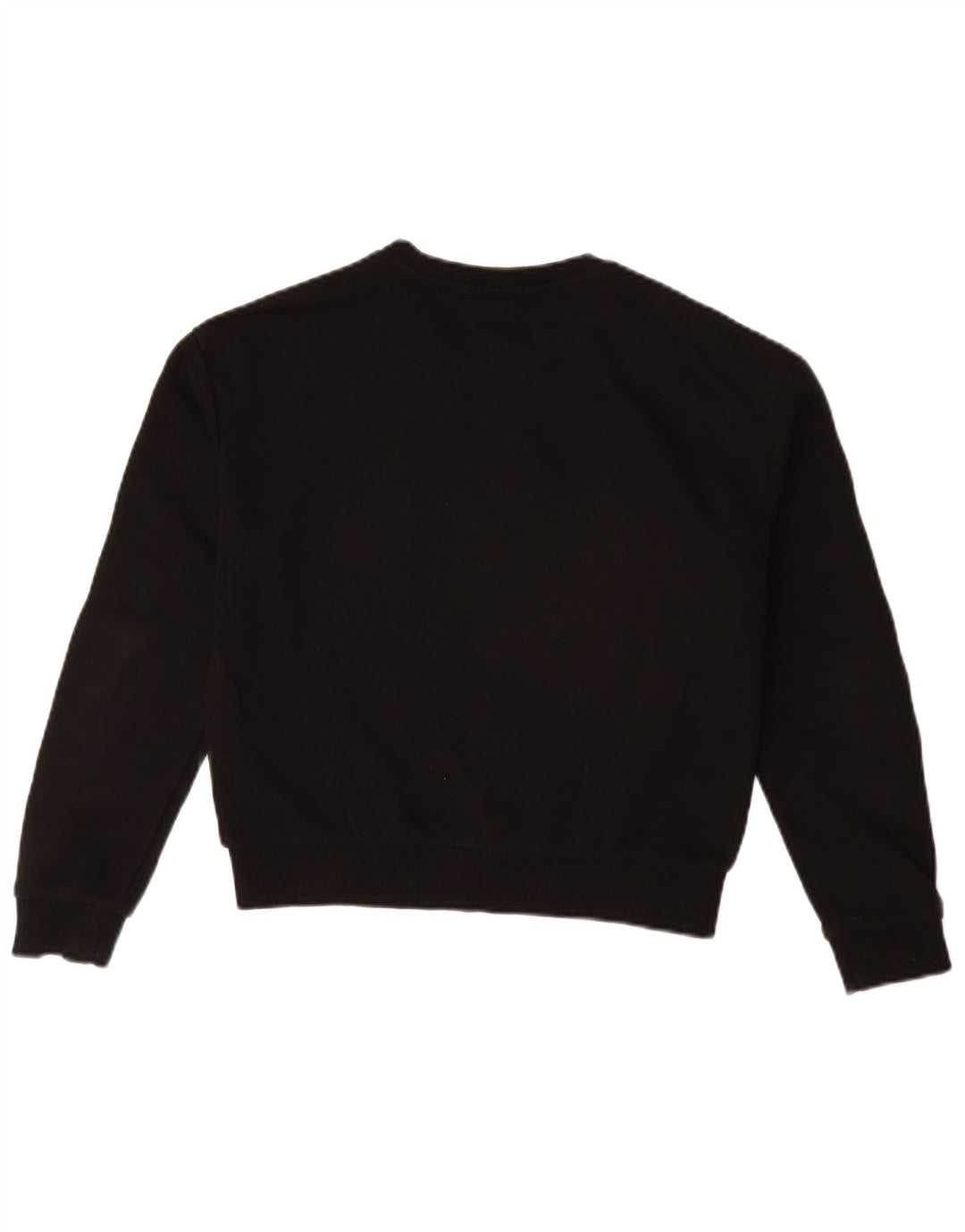 FILA Dame Grafisk Oversized Sweatshirt Jumper UK 6 XS Sort Colourblock