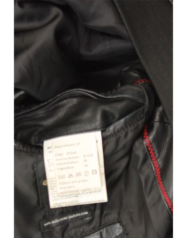 Milestone Herre Bomber Læderjakke IT 54 2XL Sort Læder