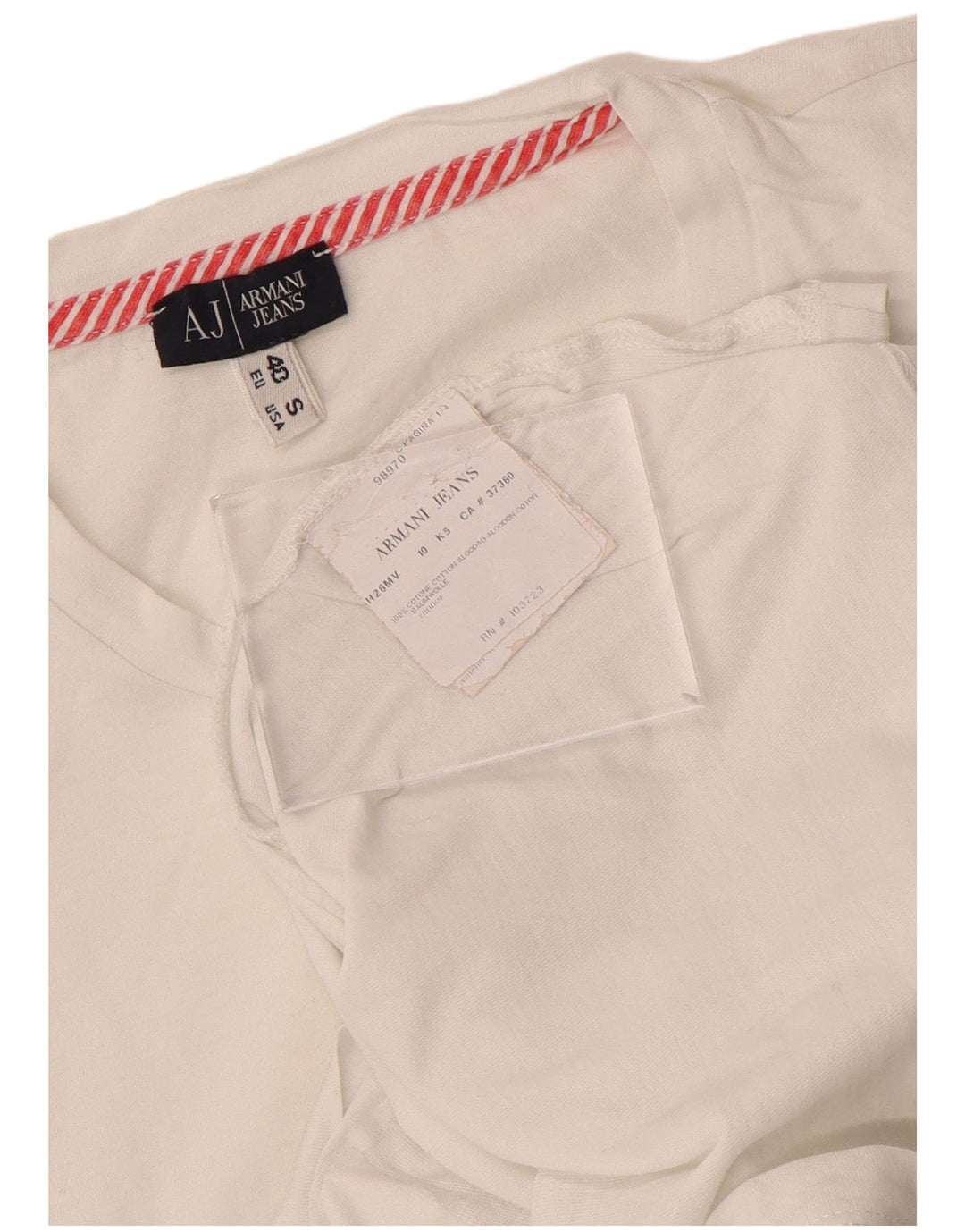 ARMANI JEANS Grafisk T-shirt top til kvinder EU 40 Medium hvid bomuld